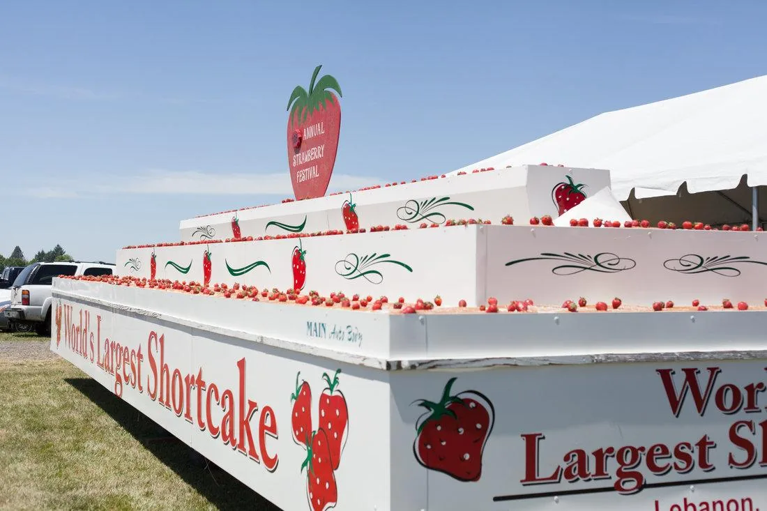 Lebanon Strawberry Festival in Lebanon, OR - food and drink stalls and crowds (photo 2 of 4)