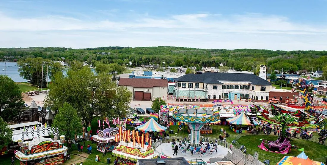 National Morel Mushroom Festival in Boyne City, MI - food and drink stalls and crowds (photo 2 of 4)