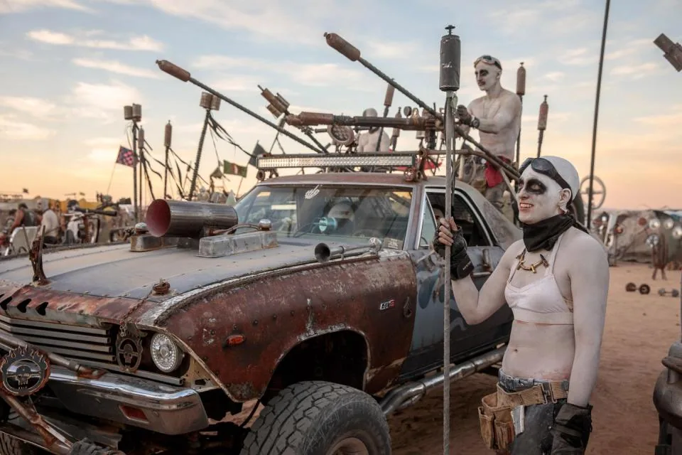 Festival-goers in post-apocalyptic costumes gathered at Wasteland Weekend