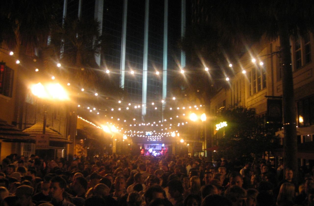 Metal music festival crowd