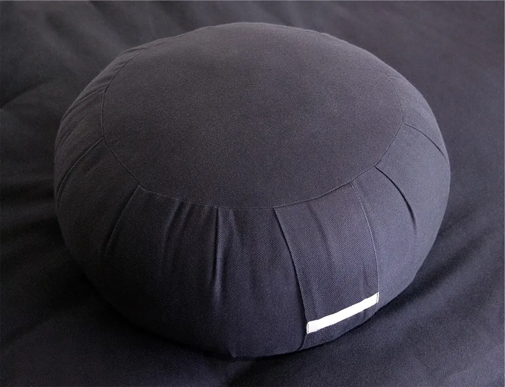 Round charcoal zafu meditation cushion