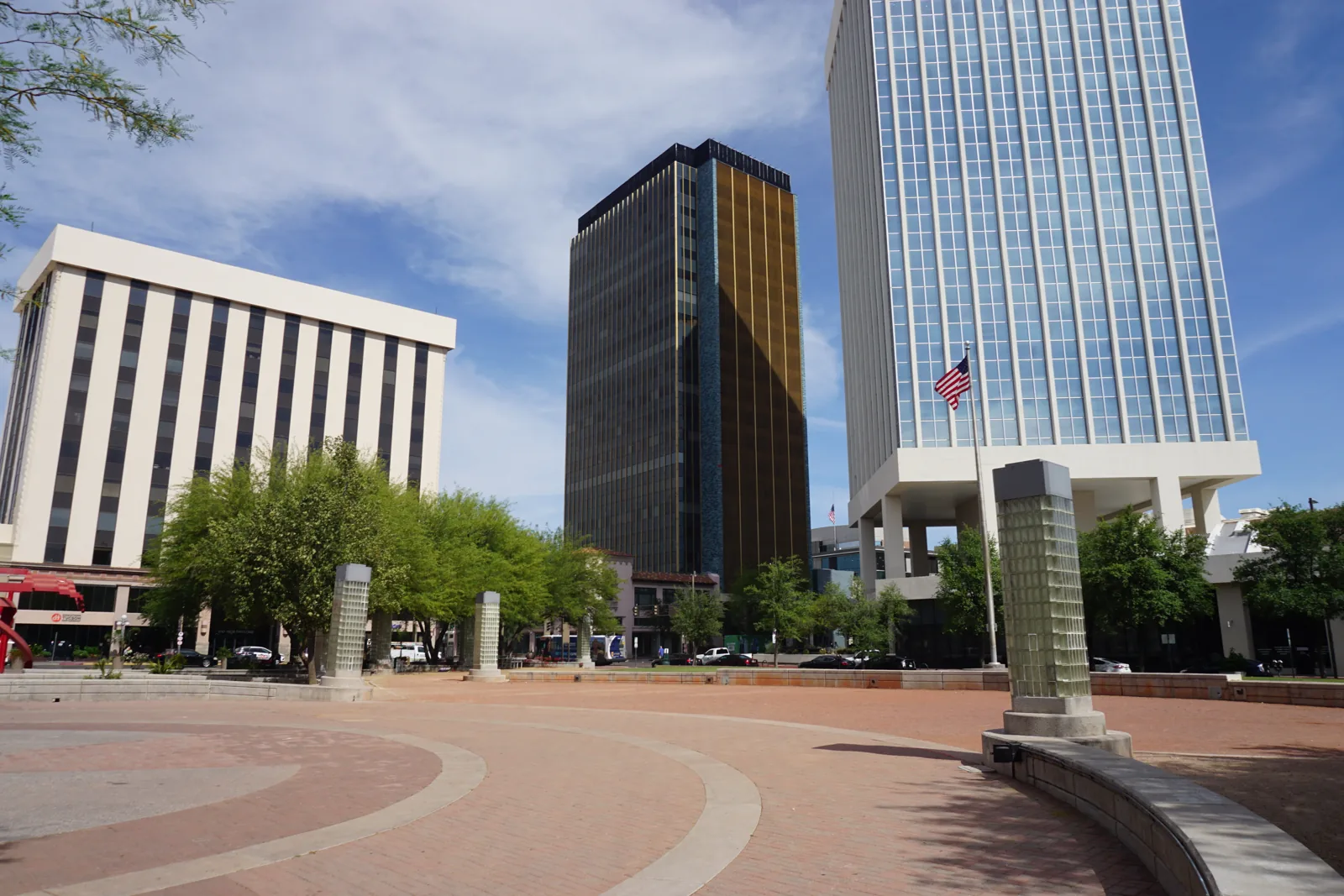 Jacome Plaza in downtown Tucson with office towers behind