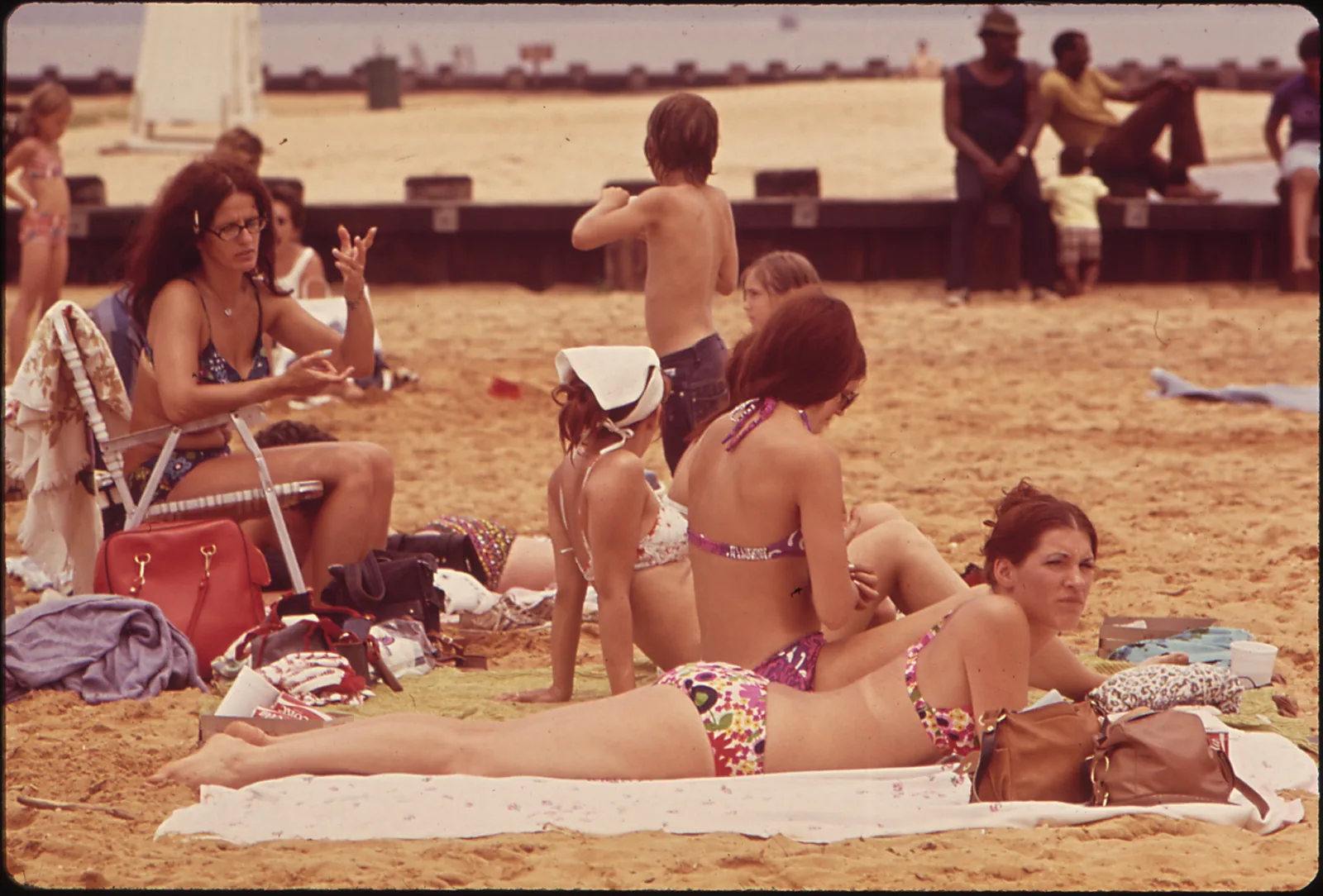 Sunbathers on East Beach at Sandy Point State Park near Annapolis