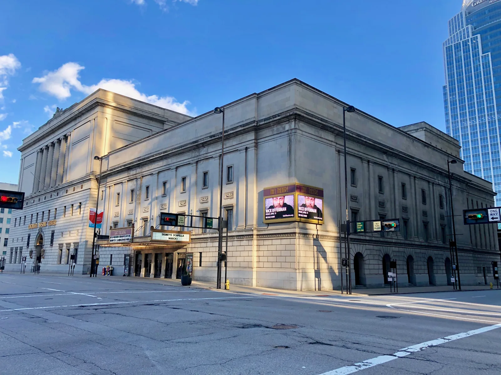 The Taft Theatre facade and marquee on East Fifth Street, Cincinnati